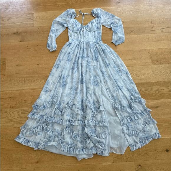 V. Chapman Maxi Dress Carmella Size 8 Color Tapestry Rose Blue - Picture 1 of 7